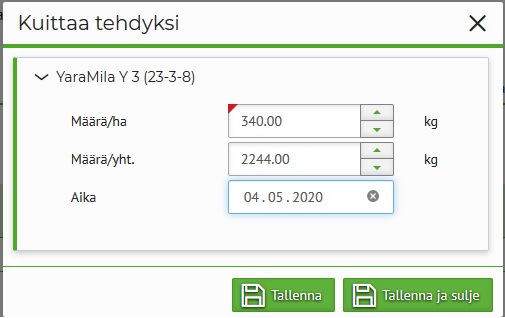 Kasvukausi - kuittaa lannoitukset tehdyksi