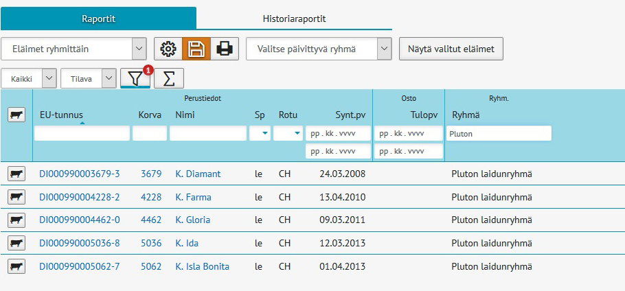 Laidunryhmät on helppo tulostaa Tapahtumat ja listaukset -sivulla.