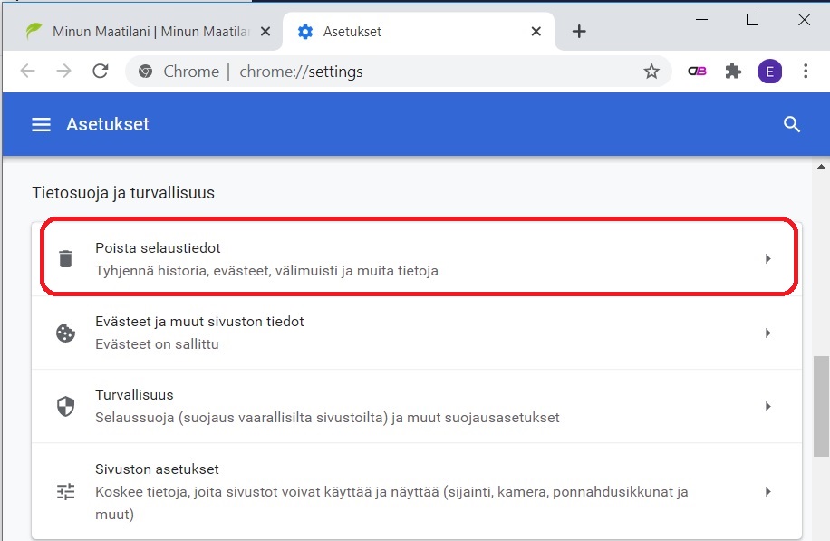 Välimuistin tyhjennys Google Chromessa