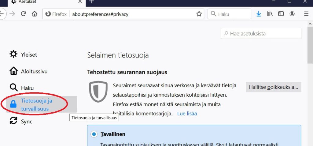 Välimuistin tyhjentäminen Firefoxissa