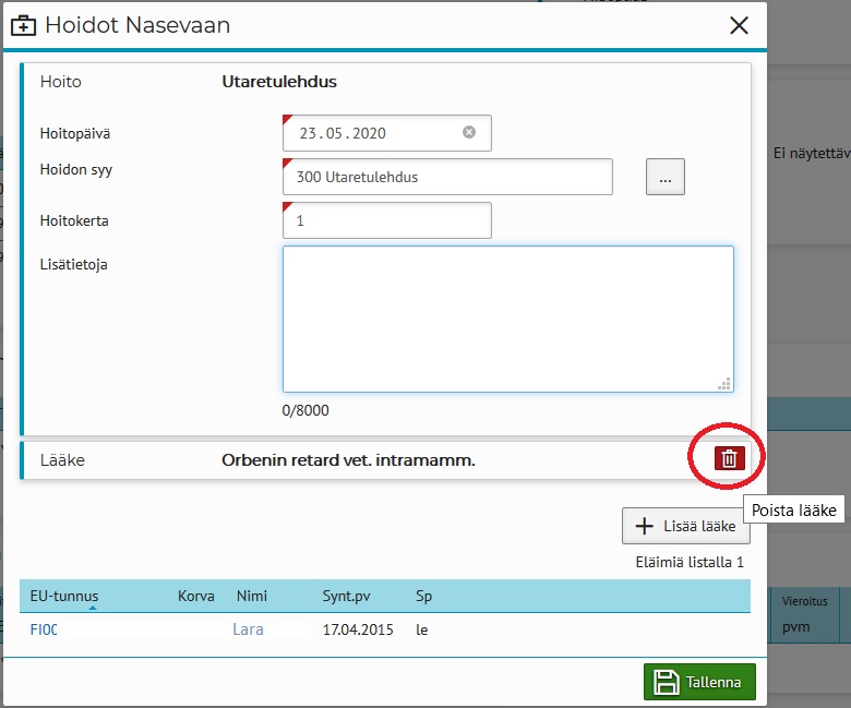 Hoidon muokkaus poista lääke