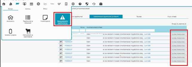 tapahtumien kuittaaminen Minun Maatilassani